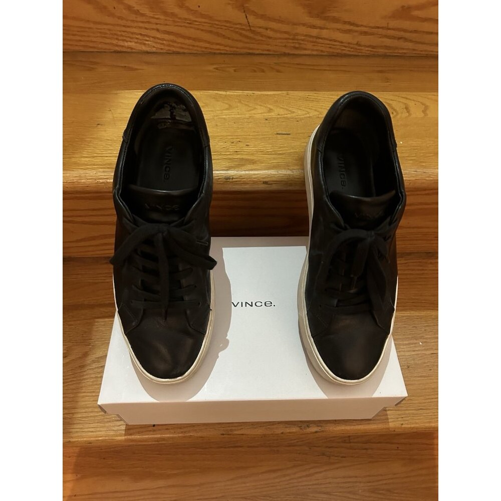 Vince Leather Sneakers Size 9 For Women Black Color With Rubber Soles With Box